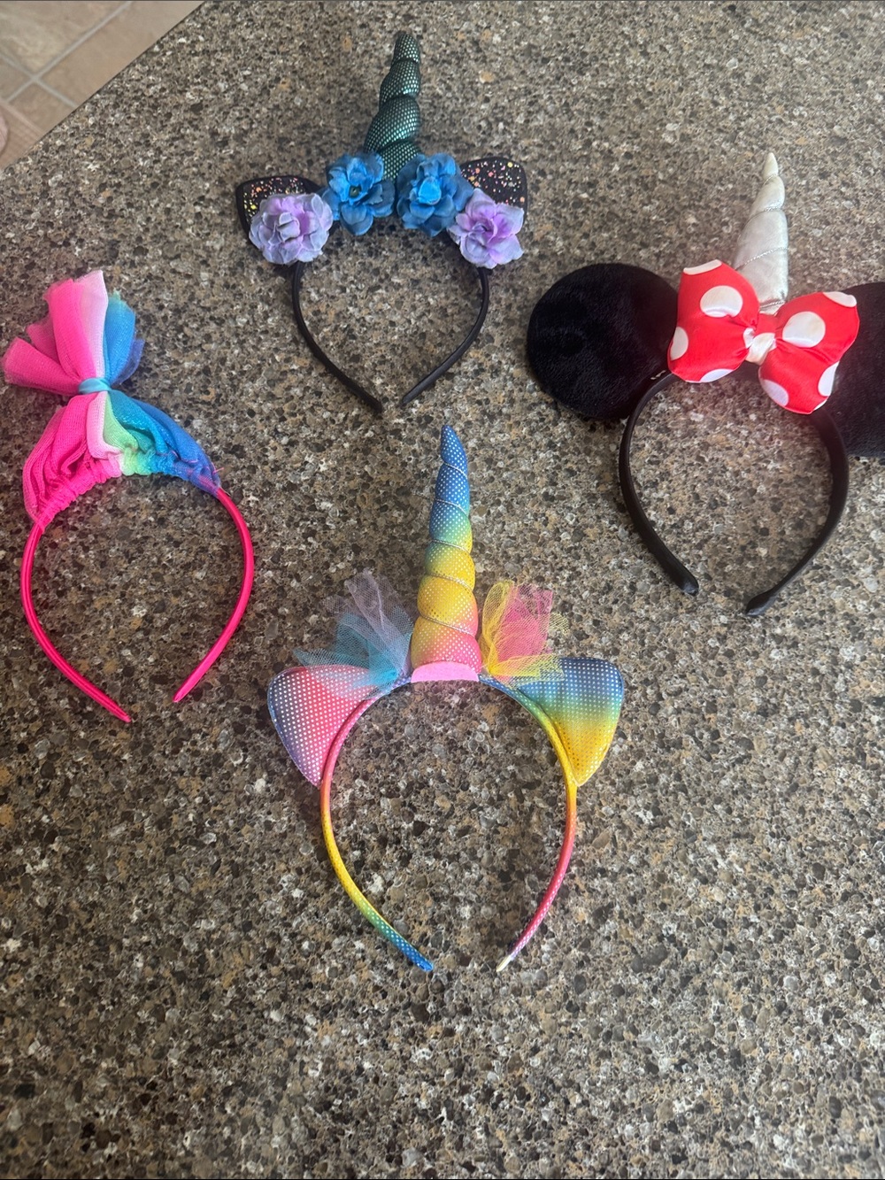 Lot of 4 Kids Headband Costume Accessories - Disney Mickey Mouse Unicorn Multi